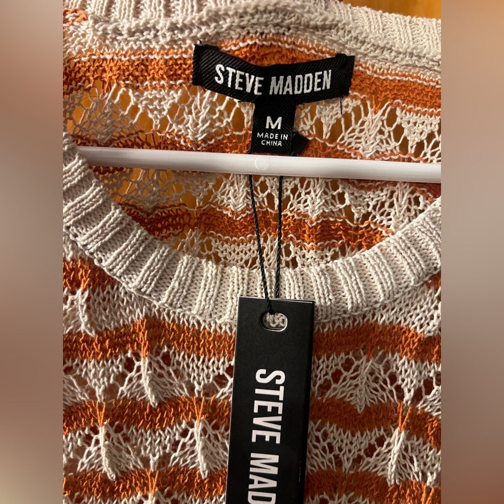 Steve Madden Cream and Orange Knit Midi Dress - Picture 4 of 6